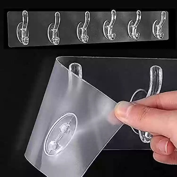 Plastic Adhesive 6 Hook Sticker