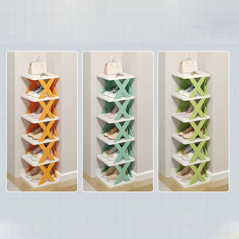 Foldable X Shape Plastic Shoe Rack