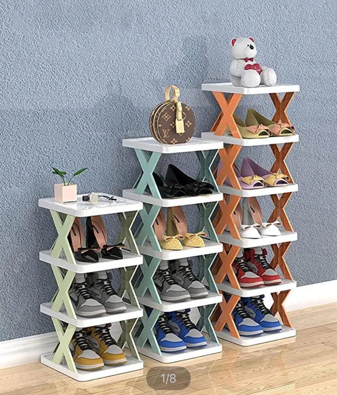 Foldable X Shape Plastic Shoe Rack