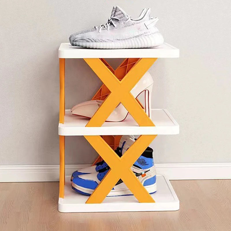 Foldable X Shape Plastic Shoe Rack