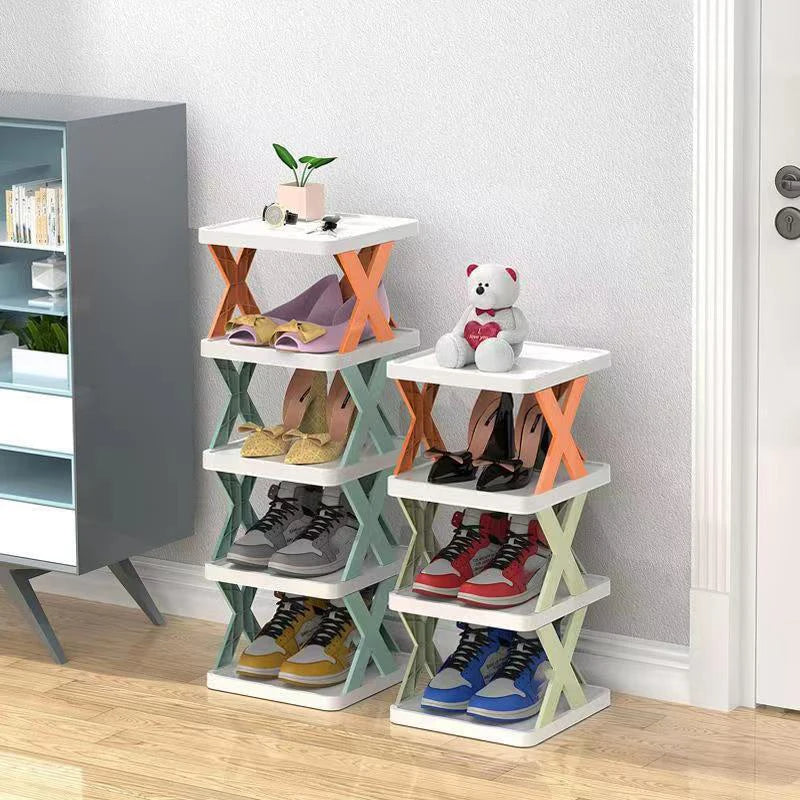 Foldable X Shape Plastic Shoe Rack